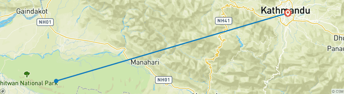 Map of Chitwan Jungle Safari