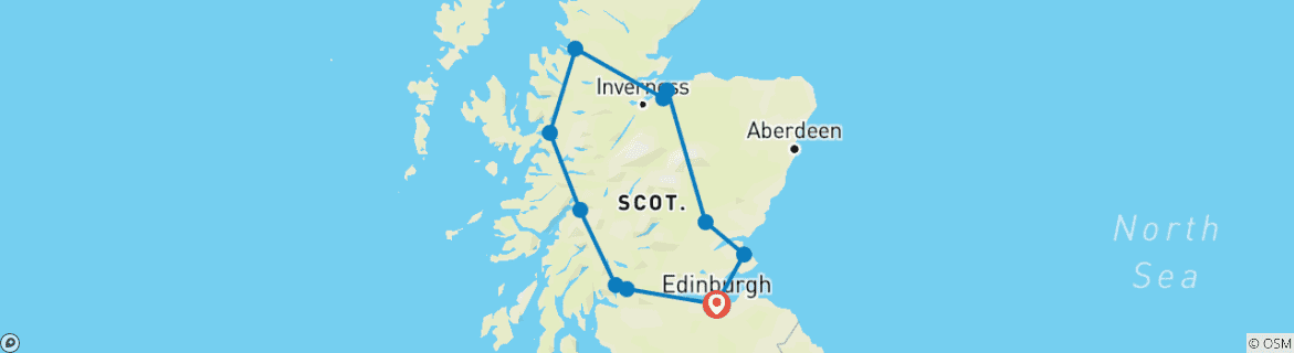 Karte von Schottland Rundreise - 10 Tage entspannt durch die Natur