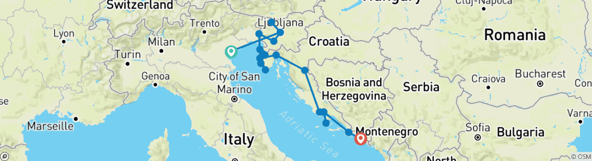 Map of Private - Balkan Extended from Venice to Dubrovnik