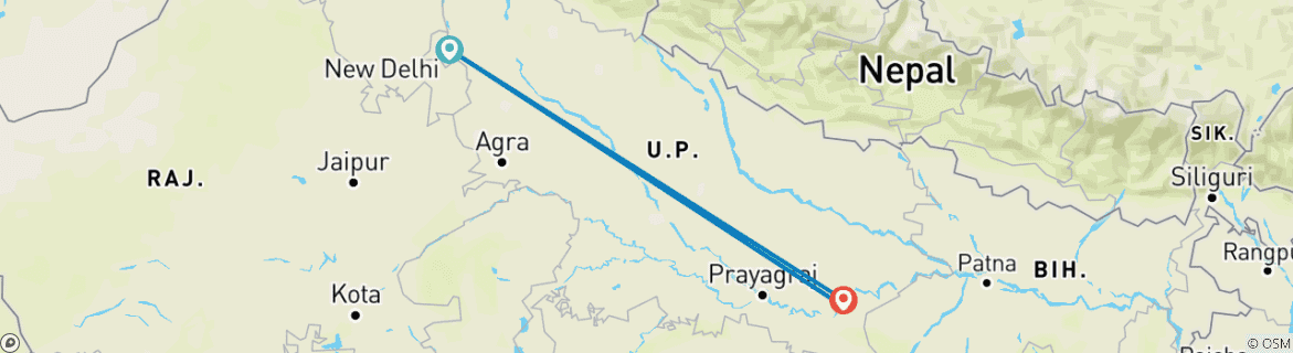 Foto van een kaart met de route van de rondreis