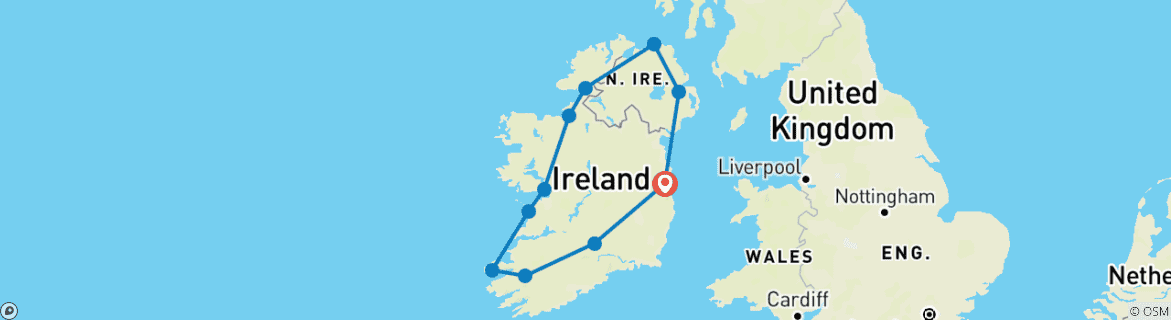 Karte von 10 Tage Irland - Die grüne Insel entdecken