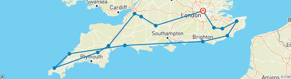 Map of The best of Southern England 10 Days