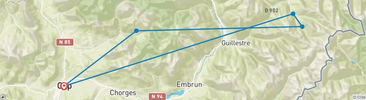 Map of Ski Touring Holiday in the Queyras in the Alps