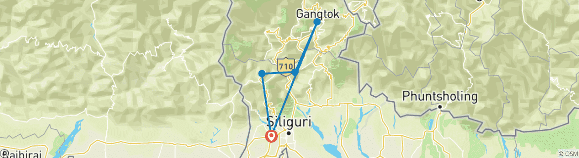 Image d'une carte montrant l'itinéraire du circuit