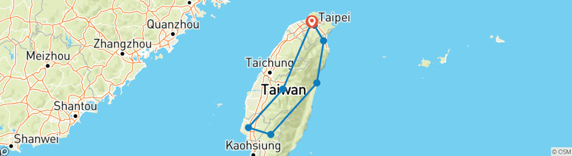 Map of 12-Day Taiwan Explorer: Nature and Adventure Await