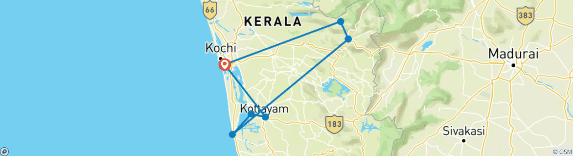 Kaart van Betoverende Ontsnapping in Kerala