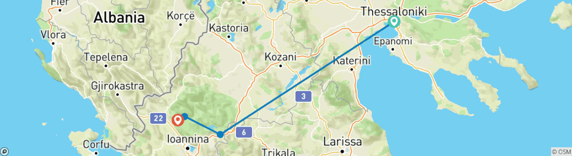 Image d'une carte montrant l'itinéraire du circuit