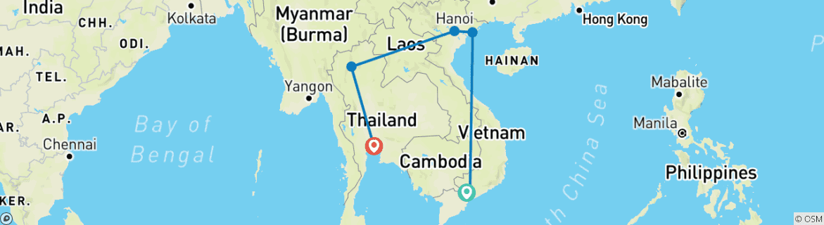 Map of Heart of Vietnam and Thailand – 10 Days of Exploration and Culture