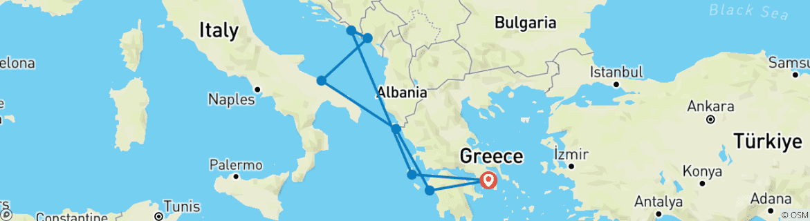 Carte du circuit Aventure idyllique dans l'Adriatique avec croisière