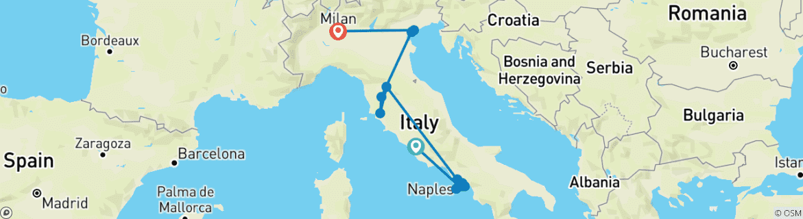 Karte mit der Reiseroute