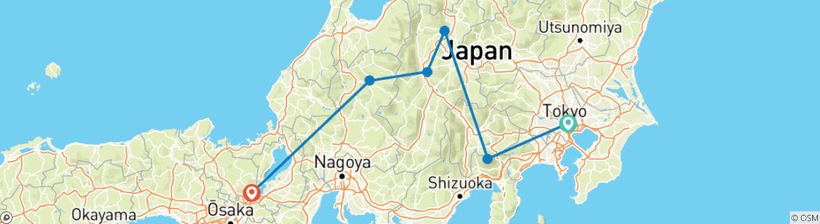 Map of 6 Days Mt. Fuji & Traditional Japan （Private Family Tour）- Umetravel