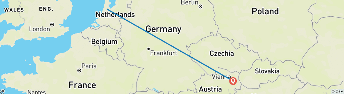 Map of 7 Day Amsterdam And Vienna By Train