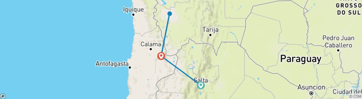 Mapa de Desierto de Atacama y salar de Uyuni - Aventura en Grupo - Bolivia Chile y Argentina