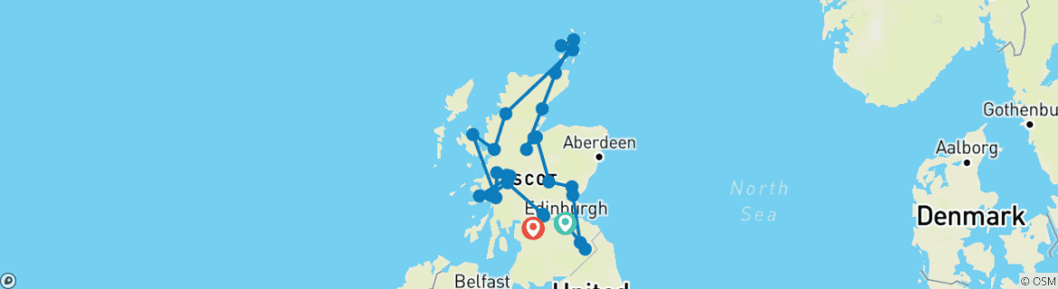 Mapa de Tierras Altas, Islas y Ciudades de Escocia (Ninguno, 13 Días)