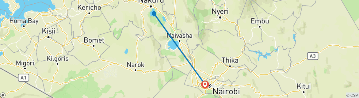 Image d'une carte montrant l'itinéraire du circuit