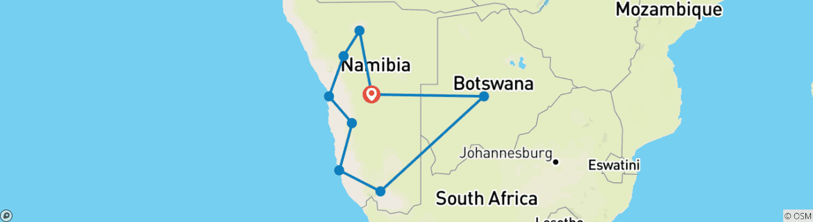 Mapa de 17 días Destacados Namibia