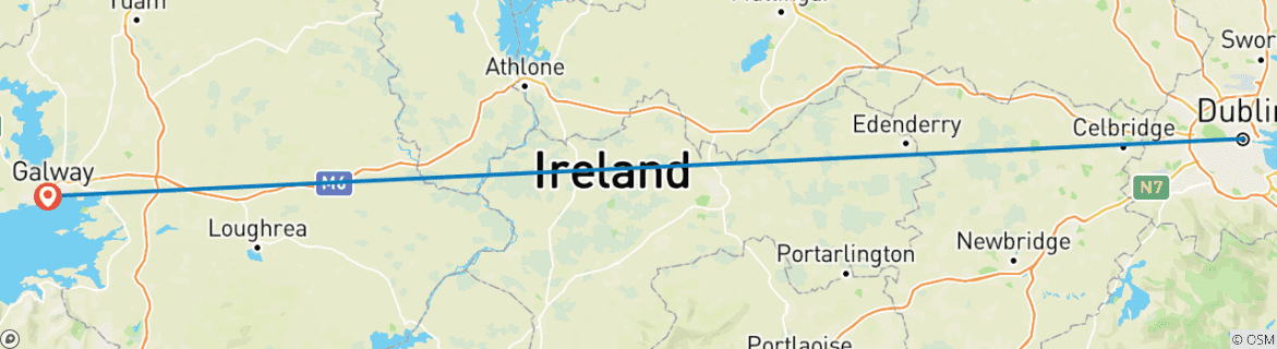 Mapa de 7 días en tren por Dublín y Galway