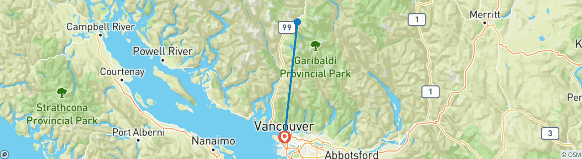 Map of Sea to Sky City Stay: Vancouver and Whistler