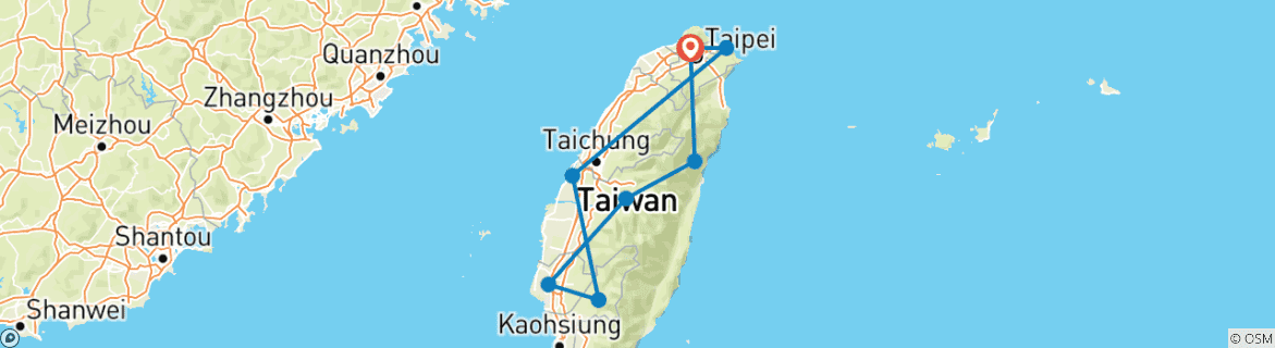 Carte du circuit 【Taiwan】9 jours à la découverte de Formose