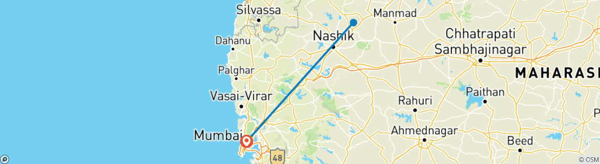 Map of Mumbai to Nashik: Temples, Vineyards, and Scenic Trails