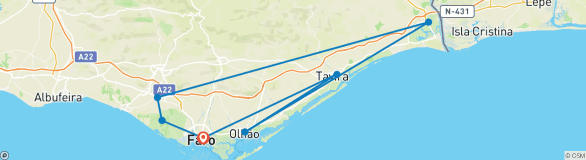 Map of Birdwatcher's Paradise, 8 days W/ Car in Tavira