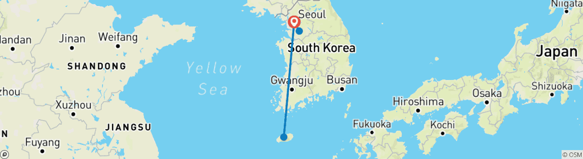 Carte du circuit Corée du Sud : Séoul, Yongin, Jeju - 7 jours