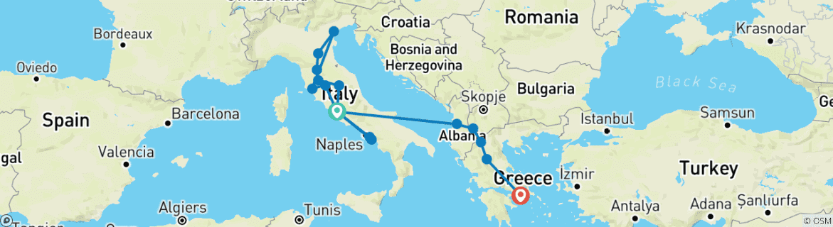 Carte du circuit IT - Italie Balkans et Grèce