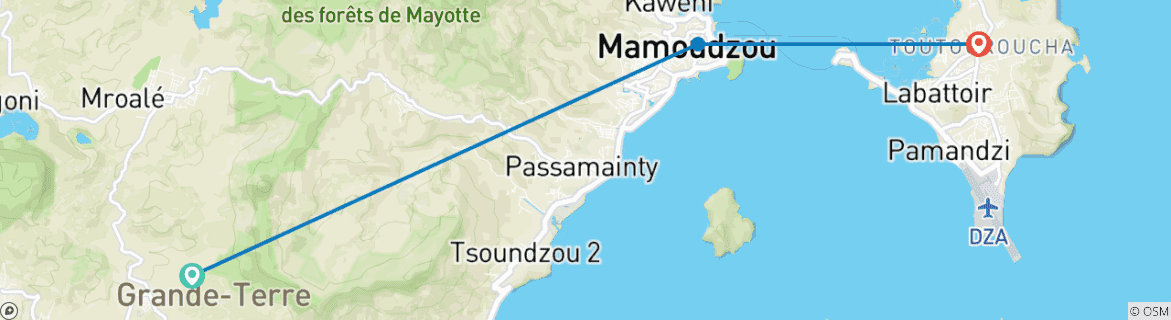 Foto van een kaart met de route van de rondreis