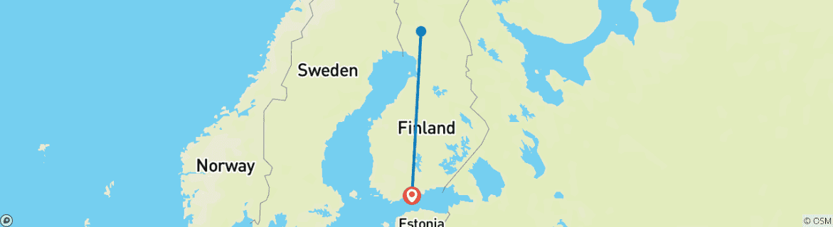 Map of Finland in 8 days - Covering Helsinki and Rovaniemi