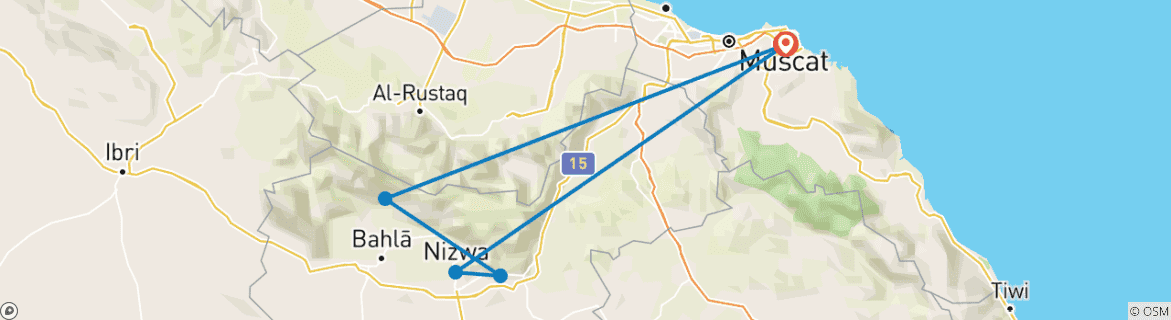 Map of Heart of Muscat Day Tour