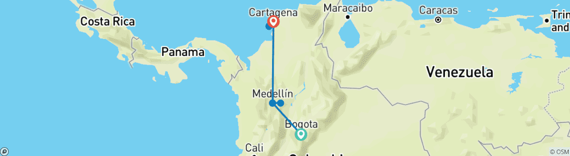 Carte du circuit COLOMBIE : LA MAGIE DE L'AMÉRIQUE DU SUD