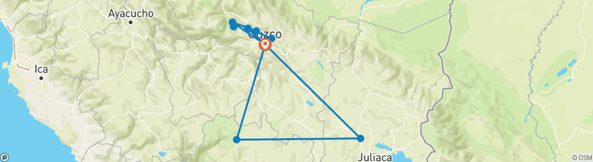 Carte du circuit Chemin de l'Inca Express (39 destinations)