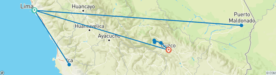 Karte mit der Reiseroute