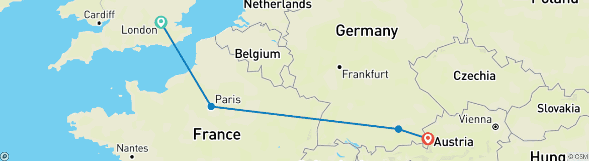 Image d'une carte montrant l'itinéraire du circuit