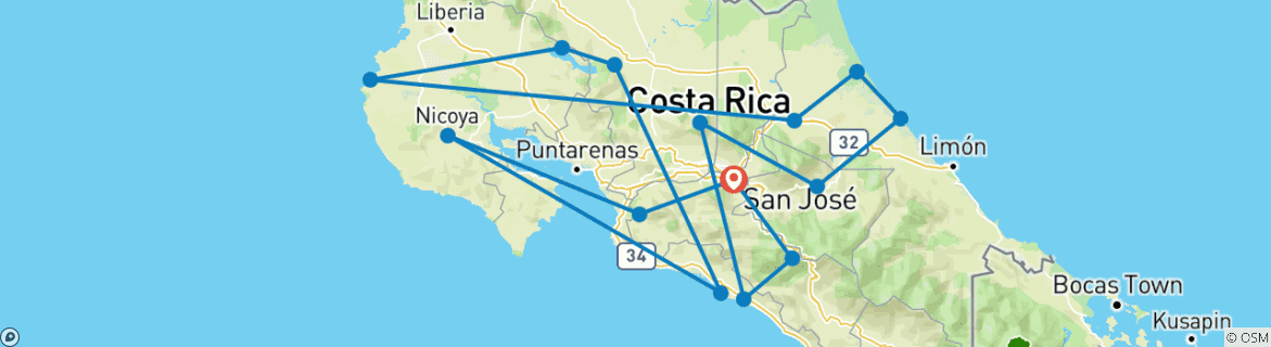 Map of Costa Rica Wildlife Tour (15apr To 20dec)