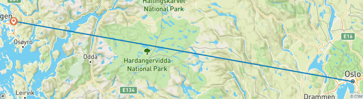 Map of 6 Day Norway: Oslo And Bergen By Train