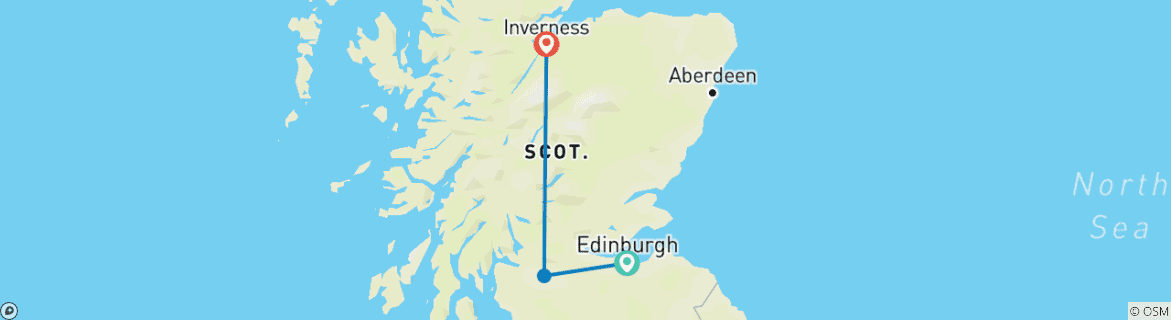 Karte von 9 Tage Schottland - Edinburgh, Glasgow und Inverness