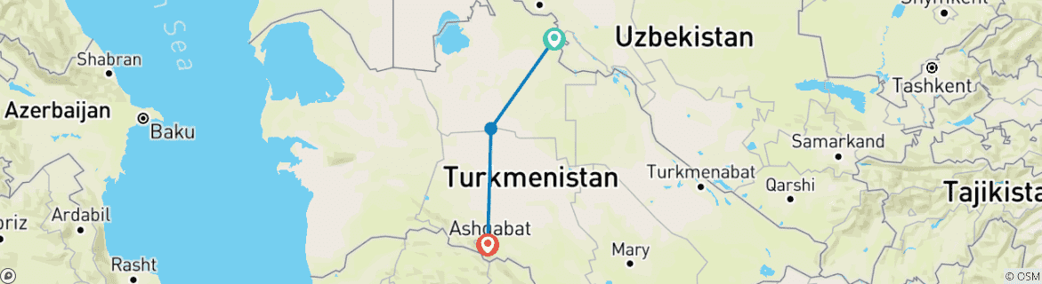 Map of Turkmenistan Group Trip