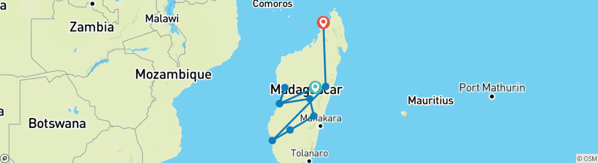 Karte von Gruppenreisen | 17 Tage Madagaskar im Detail