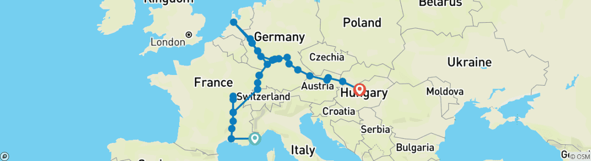 Mapa de Descubre los ríos de Europa 2026 - 29 Días (32 destinations)