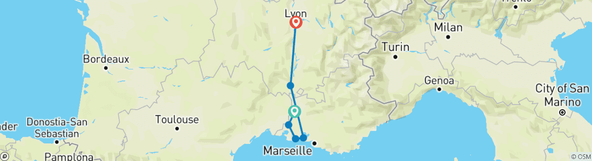 Map of A trip to admire the beautiful scenery of the Rhône valley (port-to-port cruise) - MISTRAL