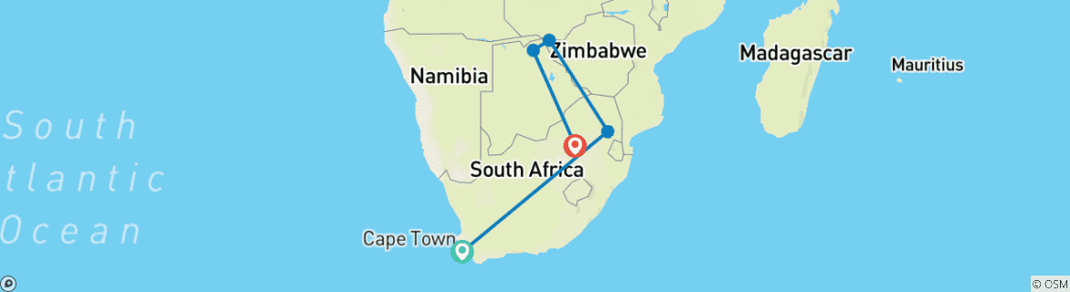 Image d'une carte montrant l'itinéraire du circuit