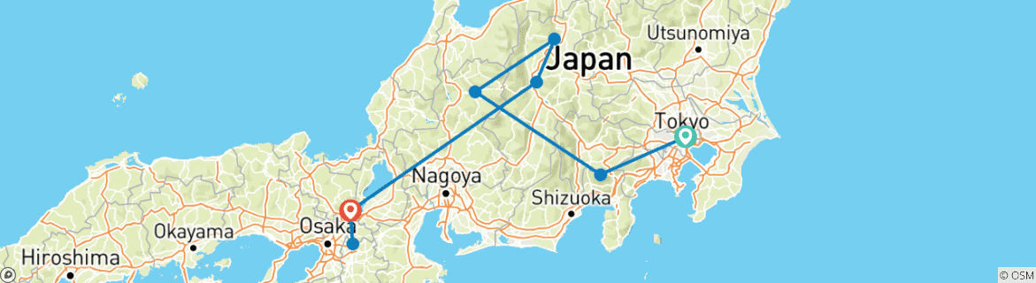 Image d'une carte montrant l'itinéraire du circuit