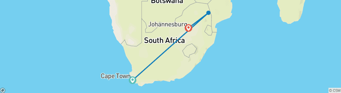 Carte du circuit Les points forts de l'Afrique du Sud