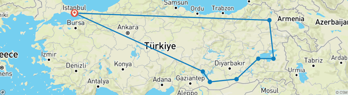 Image d'une carte montrant l'itinéraire du circuit