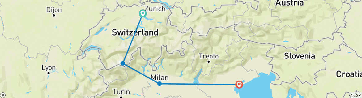 Carte du circuit Des Alpes suisses à la splendeur vénitienne : Un conte de deux cultures