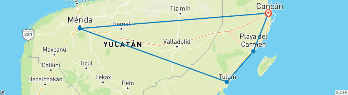 Foto van een kaart met de route van de rondreis