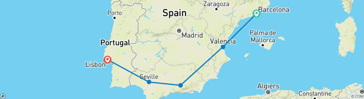 Image d'une carte montrant l'itinéraire du circuit