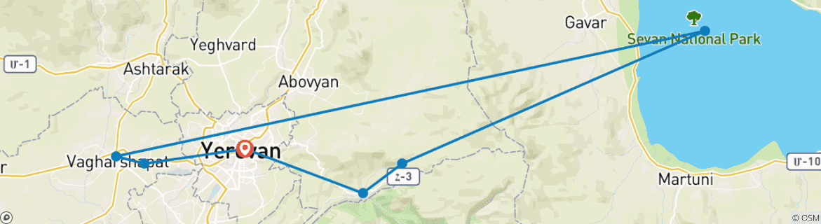 Image d'une carte montrant l'itinéraire du circuit
