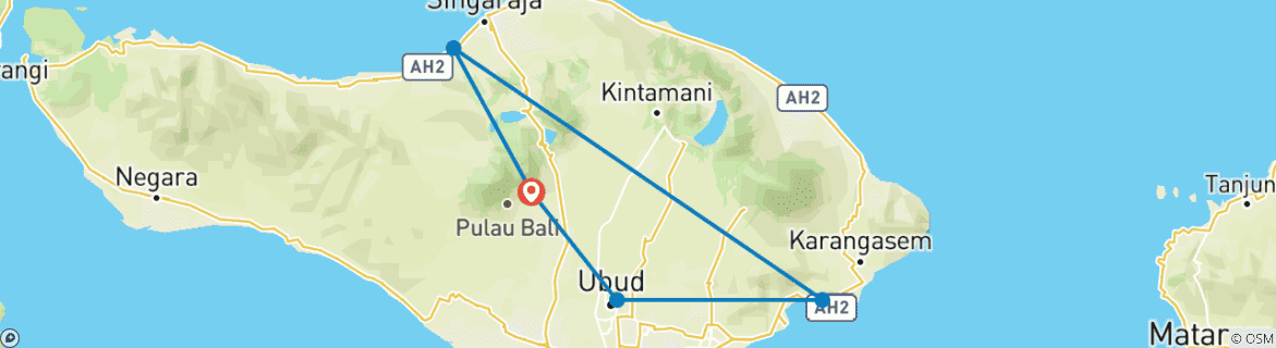 Foto van een kaart met de route van de rondreis